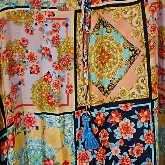 Johnny Was Japer Lace Up Maxi Kaftan Dress In Multi S/M - Picture 12 of 13